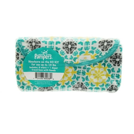 Pampers Newborn on the GO KIT - 1 diaper & 6 wipes, Reusable Carrying Case - Babies up to 14 lbs