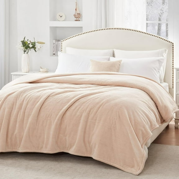 Electric Blanket Twin Size, Flannel Heated Blanket with 10 Heating Levels & 1-12 Hours Auto Shut Off, Fast Heating Warm Blanket, Machine Washable, Beige, 62 x 84 Inch