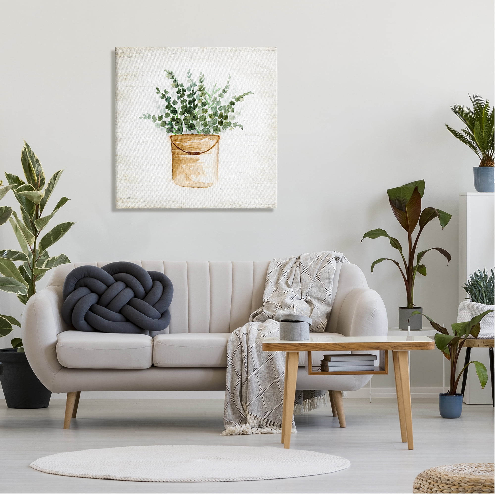 Stupell Industries Rustic Eucalyptus Planter Botanical & Floral Painting Gallery Wrapped Canvas Art Print Wall Art, 30 x 30