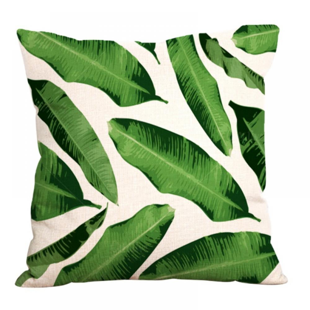 45cm Tropical Leafs Cotton Linen Throw Pillow Case Cushion Cover Sofa Home Decor 