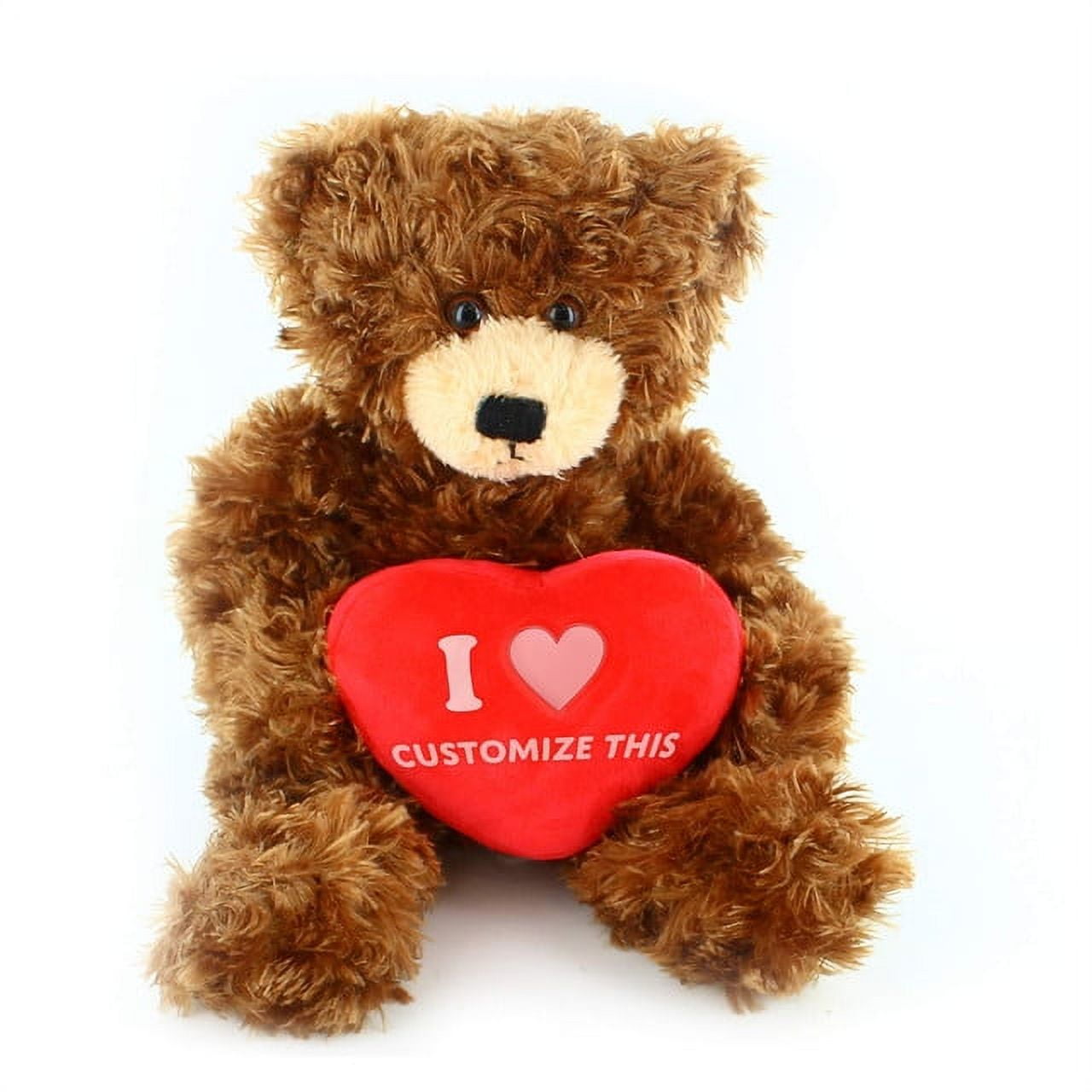 Made by Aliens Personalized Brandon Bear 12 Inches with Custom Heart - Brown Teddy Bear Stuffed Animal - Valentine Day Customized Gift for Girls, Boys and Your Loved Ones