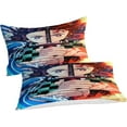 thumbnail image 2 of Ghost Slayer Anime Characters Bedding Set With Pillowcases Cartoon Duvet Cover With Zipper Closure Soft Microfiber Single 135*200 Cm, 2 of 5