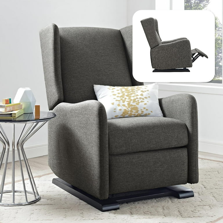 Baby Relax Rylee Tall Wingback Glider Rocker Recliner Chair, Gray