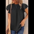 thumbnail image 4 of Blusa Informal de Corta con Cuello Redondo, Encaje, Crochet y Pompones para Mujer, Color Negro, Talla XL, 4 of 7