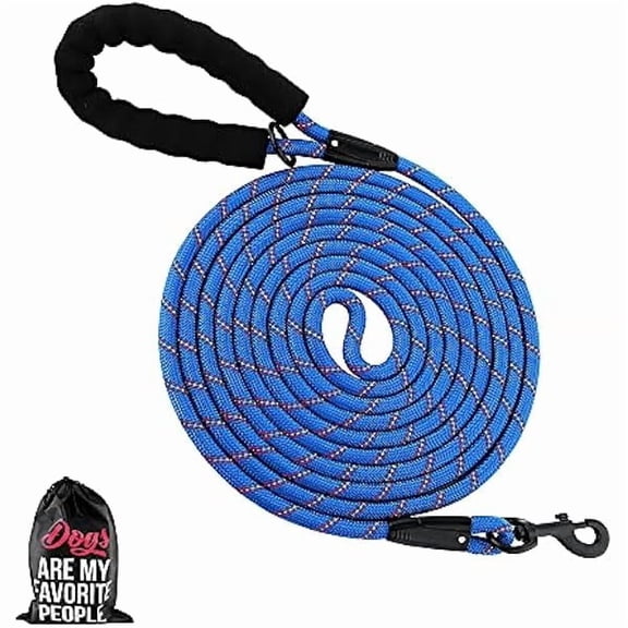 1997 Long Rope Dog Leash with Comfortable Padded Handle, Reflective Nylon Heavy Duty Rope, 20FT Dog Training Leash for Small Medium Large Dogs (20FT, Navy Blue)