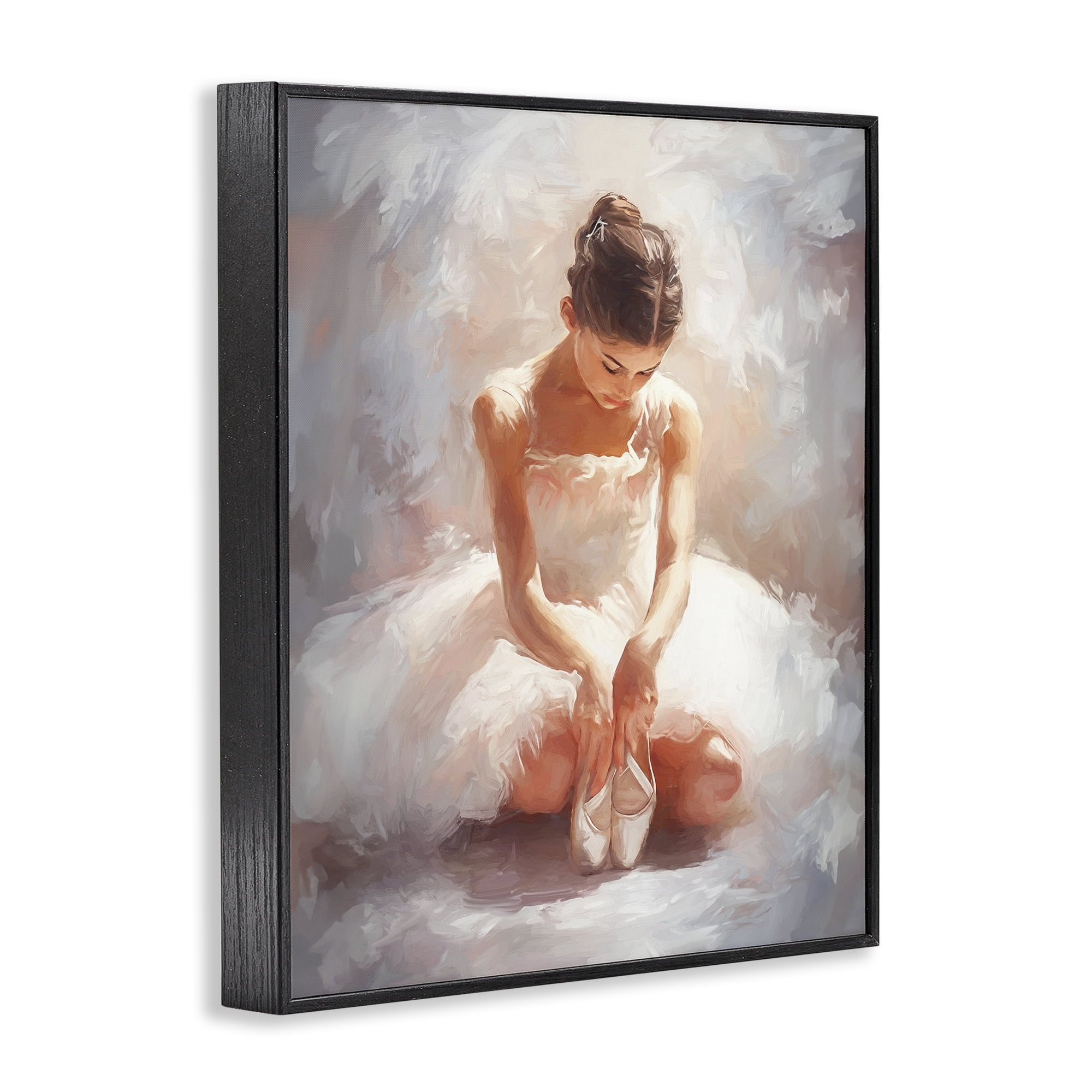 Stupell Industries Serene Ballerina Portrait Novelty Painting Black Framed Art Print Wall Art, 16 x 20
