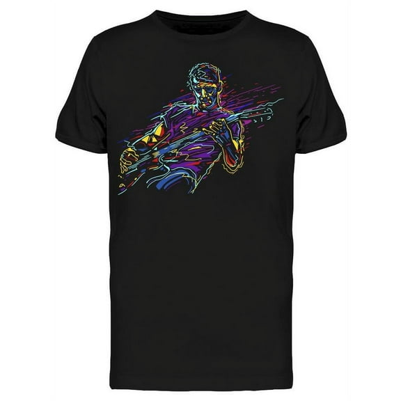 Smartprints Mens Graphic Tee - Musician With A Guitar Art - Regular Fit 100% Cotton