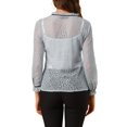 thumbnail image 4 of INSPIRE CHIC Women's Ruffled Collar Long Sleeve See Through Lace Button Down Shirt M Grey, 4 of 7
