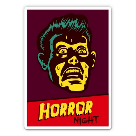 Horror Night Old Movie Poster Classic - 3" Vinyl Sticker - For Car Laptop Water Bottle Phone - Waterproof Decal