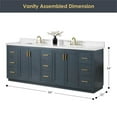 thumbnail image 4 of Gazsi 84" Wood Vanity in Charcoal Blue with Composite Stone Top without Mirror, 4 of 14