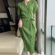 thumbnail image 1 of 2023 Vestidos Vintage Sweet Chiffon Dot Printed Elegant Summer Pleated Midi Short Sleeve Dress Female Robe Women's Lady DressesOne Size Gao Jinjia LED, 1 of 2