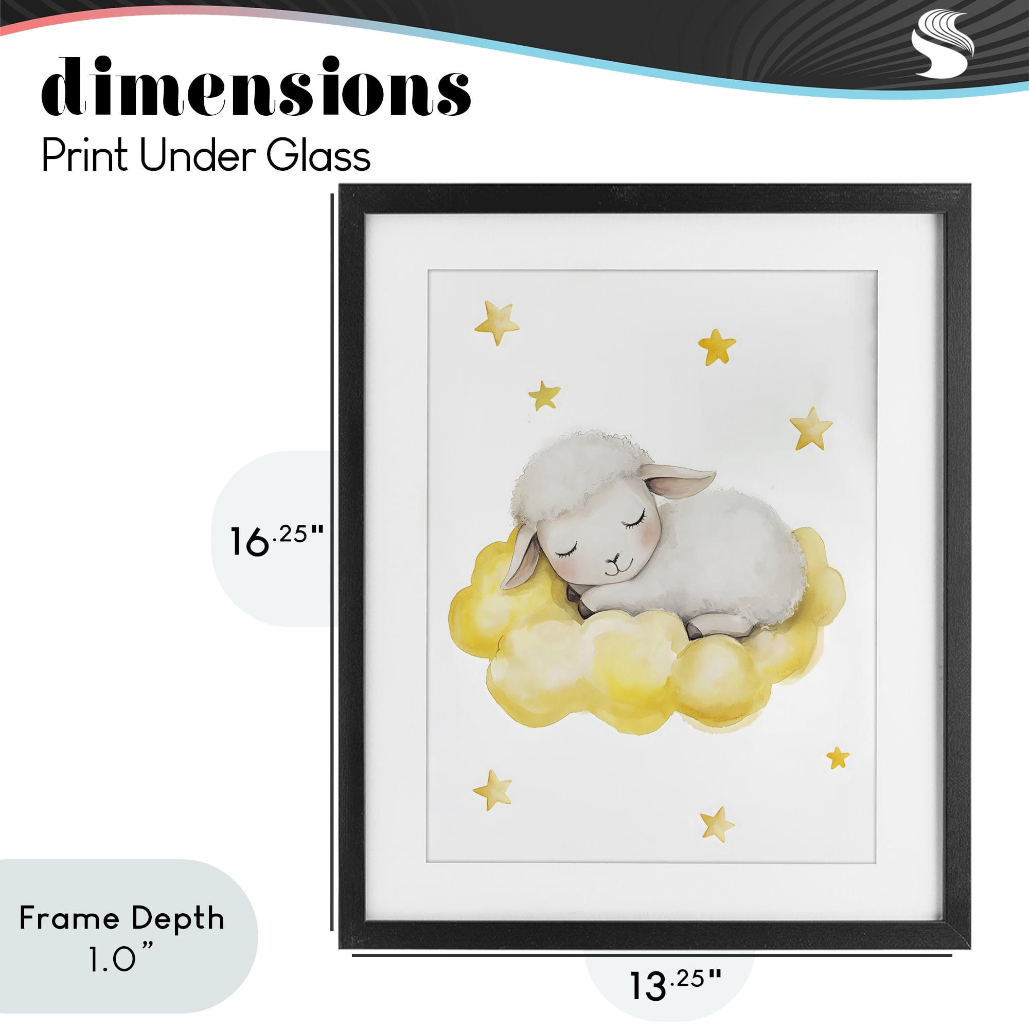 Stupell Industries Sleeping Sheep on Yellow Cloud Black Framed Print Under Glass, design by LSR Design Studio