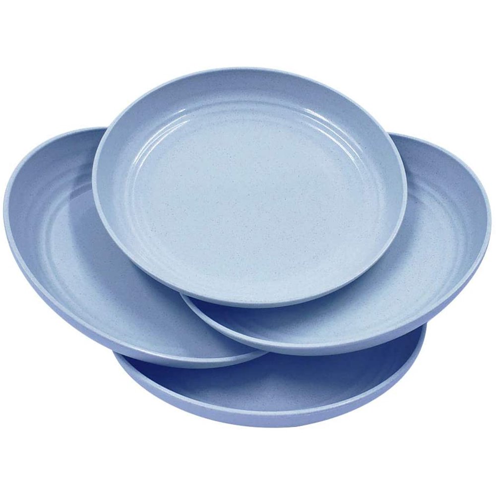 4 Pcs Lightweight Wheat Straw Plates, 7.8' Unbreakable Dinner Plate for