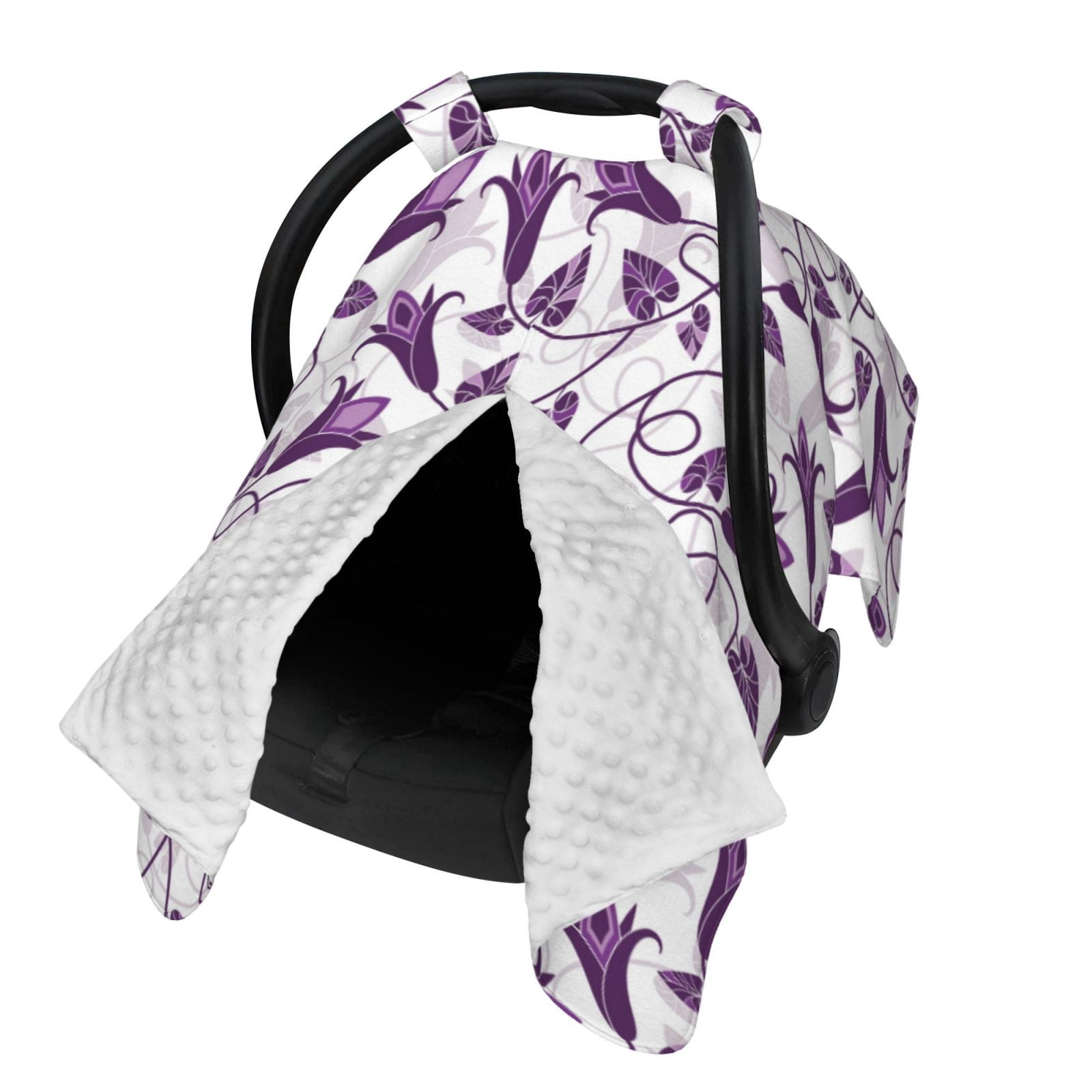 Naloa Violets Flowers Baby Car Seat Cover, Breathable Baby Carrier Cover, Multiuse Baby Carrier Cover & Nursing Breastfeeding Cover