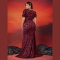 thumbnail image 5 of AURA Plus Size Evening Dress Sequin V Neck Short Sleeve Party Wear 0XL to 4XL, 5 of 6