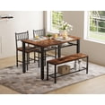 thumbnail image 1 of 47 Inch Farmhouse Dining Table Set for 4, Modern Kitchen Table with Bench and Chairs, Storage Shelf & Sturdy Metal Frame, Space-Saving Design for Apartment and Kitchen, Brown, 1 of 6