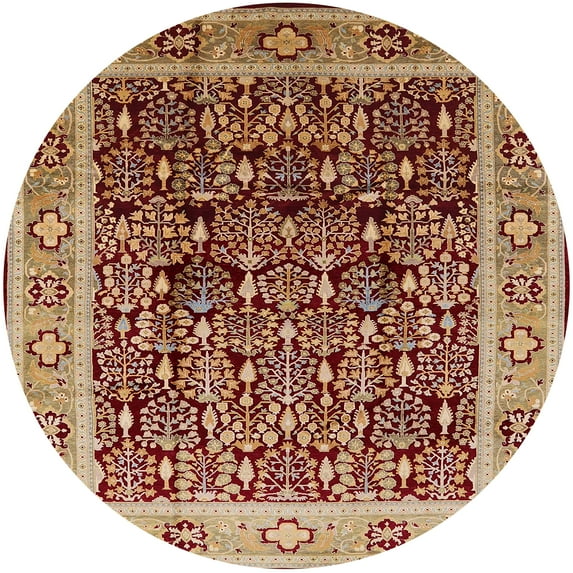 Ahgly Company Machine Washable Indoor Round Industrial Modern Sandy Brown Area Rugs, 4' Round