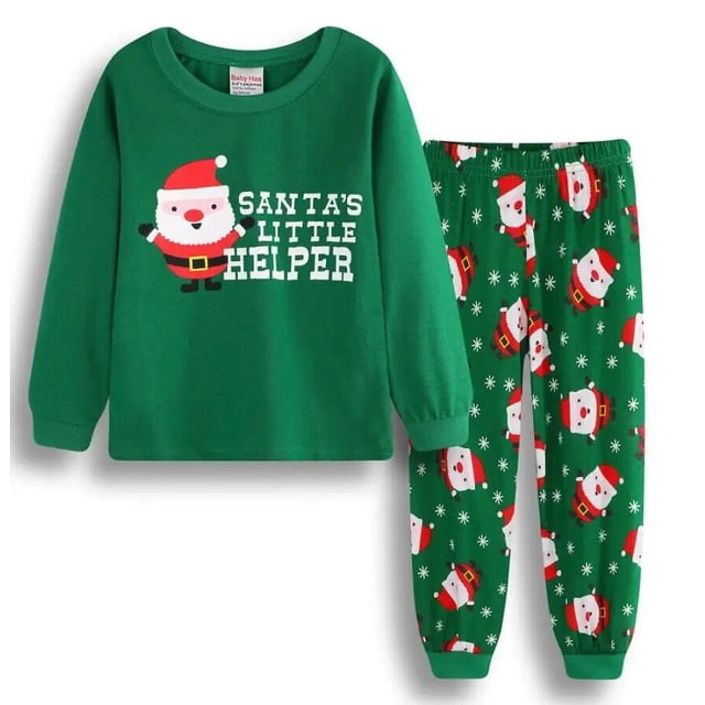 Pijamas de Navidad para niños y niñas, conjuntos de pijamas de manga larga con corazón de amor bordado, novedad