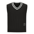 thumbnail image 5 of ZCFZJW Men's Sleeveless Sweater Vest Lightweight Casual Fall Winter Solid Color Striped Knitted V-Neck Cotton Vest Pullover Jumper Tops Black M, 5 of 6