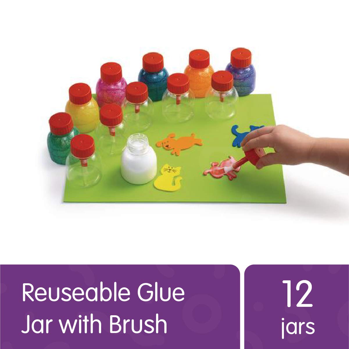 Colorations Re useable Glue Jar with Brush - Set of 12