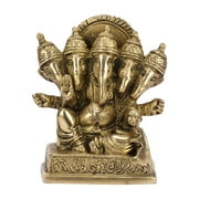 Brass World Brass Panchmukhi Ganesha Statue, Home Decor, Spiritual Protection Showpiece Statue for Home Office and Gifting Height 4.5 Inches