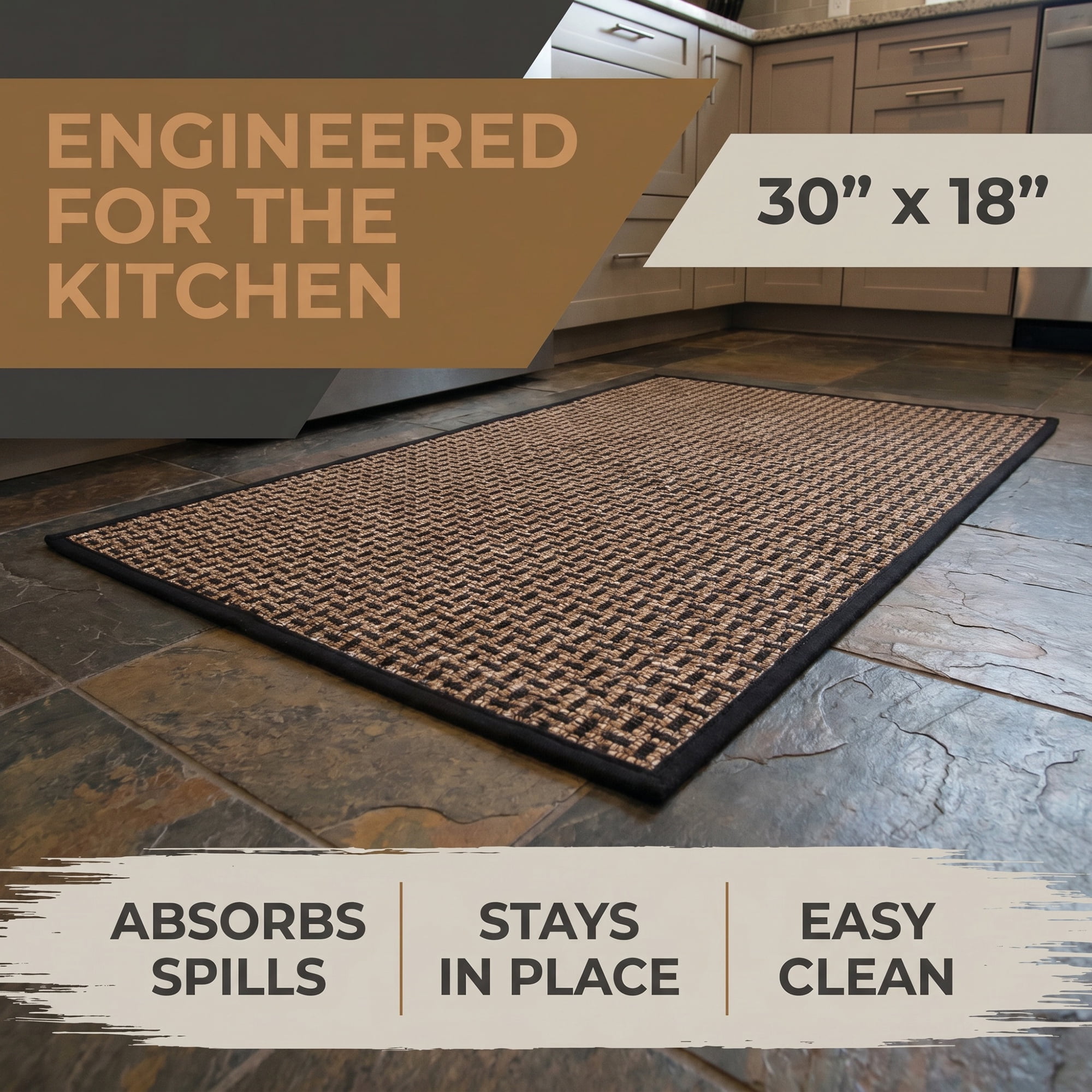 Unique Bargains Geometric Rugs Absorbent Cotton Blend Runner Rug Black Coffee 30" x 18"