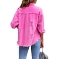 thumbnail image 4 of Skksst Womens Denim Chambray Coat Casual Long Sleeve Buttons Down Shirt Jacket, 4 of 4