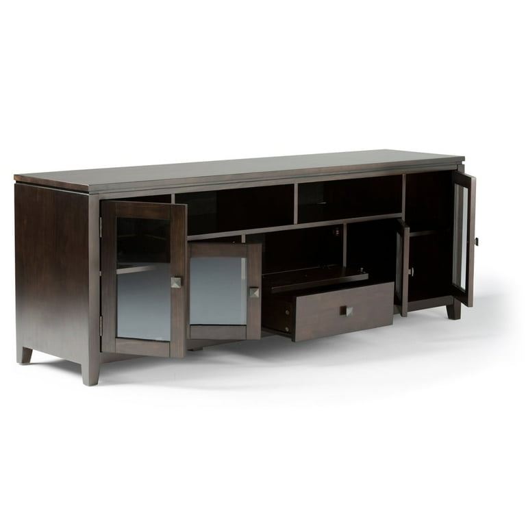 WyndenHall Essex SOLID WOOD 72 inch Wide Contemporary TV Media Stand For TVs up to 80 inches Mahogany Brown Lacquer Stained