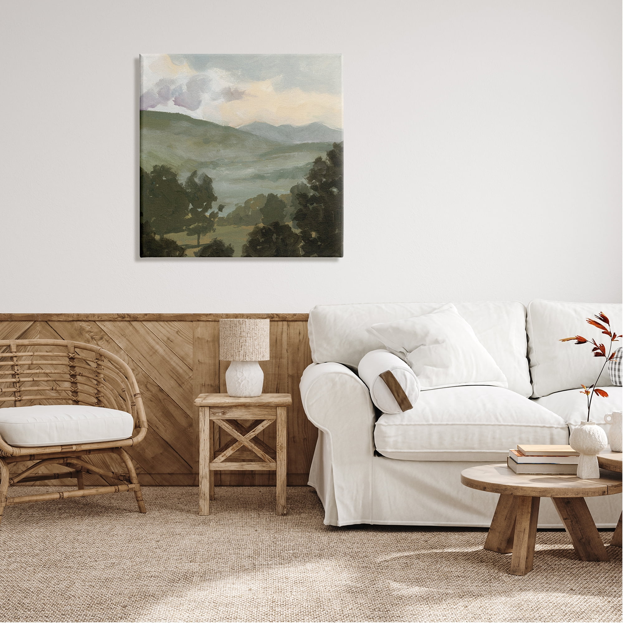 Stupell Industries Rural Green Landscape Nature Painting Gallery Wrapped Canvas Print Wall Art, 30 x 30