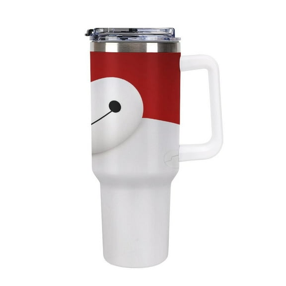 Big Hero 6 Baymax Car Cup with Handle Straw Lid Stainless Steel Double Wall Vacuum Coffee Mug Large Capacity Tumbler 40oz for Man Woman