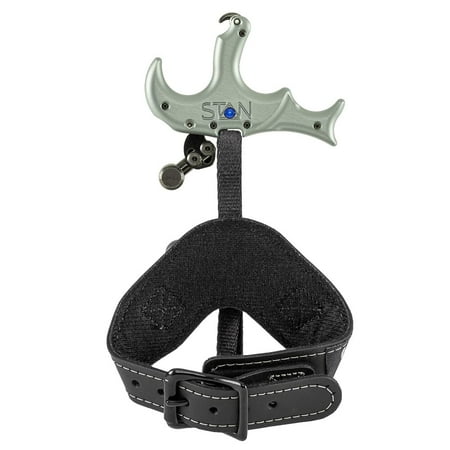 Stan Outdoors Axis 8469 Archery Release Aid 3-Finger Design Adjustable Trigger Sage Green Leather Wrist Strap Open Hook Auto Return