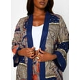 thumbnail image 3 of Rebdolls Women's Plus Paisley Print Open Front Duster - Blue - 2X, 3 of 4