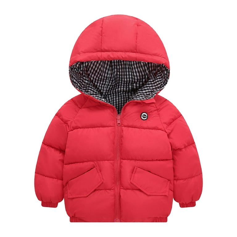 SDJMa Toddler Baby Boys Girls Autumn Winter Cotton Padded Jacket With  Velvet Lining Hooded Zipper Jacket Coat