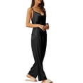 thumbnail image 4 of INSPIRE CHIC Women's Satin Pajama Set Cowl Neck Cami Top with Long Pant Silky Loungewear Sleepwear S Black, 4 of 6