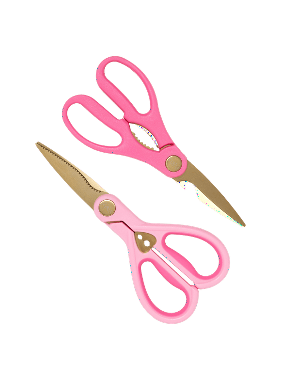 Paris Hilton 2 Pack Kitchen Shears, Stainless Steel Blades, Pink