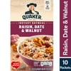Quaker Instant Oatmeal, Raisin Date & Walnut, 1.3 oz, 10 Packets