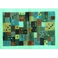 thumbnail image 1 of Ahgly Company Machine Washable Indoor Rectangle Abstract Turquoise Blue Contemporary Area Rugs, 8' x 12', 1 of 4