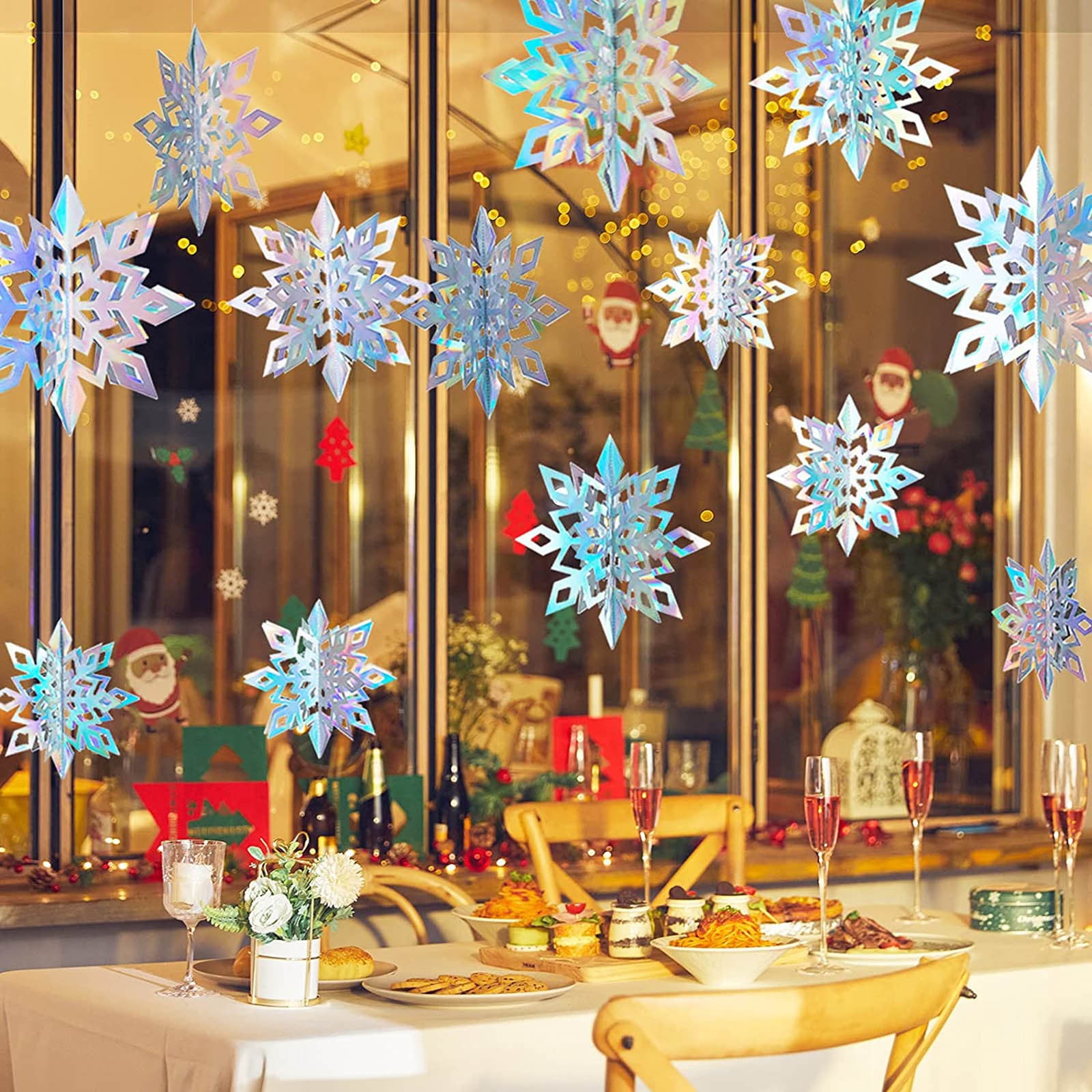 6pcs 3D Snowflake Hanging Decorations Hanging Snowflakes