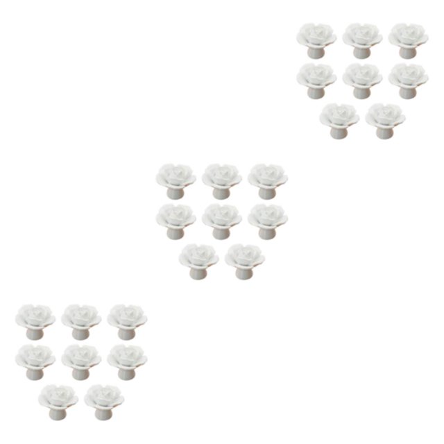 ZheElen Decorative And Easy-to-install Flower Pulls Knobs For Unique Touch Wide Range white 3Set