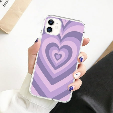 Cell Phone Case Purple Heart Cute Pattern for Samsung for XiaoMi for Sony for Huawei for iPhone 15 Pro Max for iPhone 15/14/13/12/11/X/XR（Huawei Mate 10 Lite/Nova 2i）