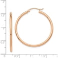 thumbnail image 4 of 14k Rose Gold Polished 2.2mm Lightweight Tube Hoop Earrings - 35mm, 4 of 6