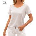 thumbnail image 1 of Camiseta de mujer Sexy Backless Hollow Manga corta Cuello redondo Top suelto, Blanco, XL Kearding AP001243-04, 1 of 7