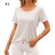 thumbnail image 1 of Camiseta de mujer Sexy Backless Hollow Manga corta Cuello redondo Top suelto, Blanco, XL Kearding AP001243-04, 1 of 7