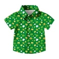 thumbnail image 6 of BiZtdJrK Boys Vacation Shirts Funny Shamrock Graphic Short Sleeve Button Down Shirt Lapel Trendy Travel Beach Summer Shirts St. Patrick's Day Clothes Multicolor 130, 6 of 8