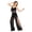 Black, variant on Women Two Piece Lyrical Dancewear Mesh Tops Pants Suit for Party Waltz Modern Ballet Dance Wear White M
