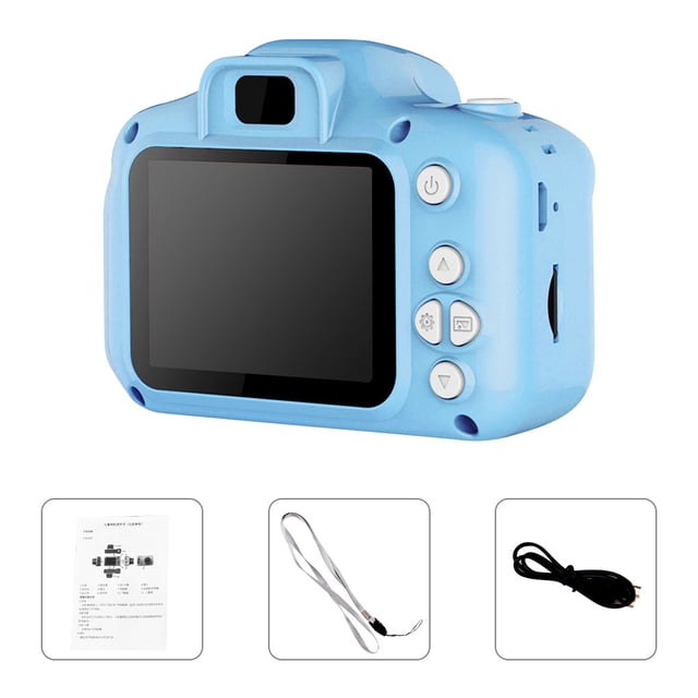 Cámara para niños de dibujos animados portátil ajustable 16GB 32GB regalo de cámara digital para niños, azul, sin tarjeta Vogacara EL000682-01B