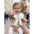 thumbnail image 4 of Cjfdfy Newborn Baby Girls Fall Romper Velvet Bubble Long Sleeve Doll Collar Ruffle Cuffs Jumpsuit With Big Bow Baby Vintage Clothes Infant Cute Coming Home Outfit 0-18M ﻿, 4 of 9