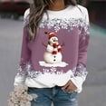 thumbnail image 2 of Rbaofujie Pull à Capuche de Noël pour Femmes, Mode Décontractée, Imprimé, Col Rond, Manches Longues, Blouse Ample, Chandails en Molleton, Rose, 2 of 3