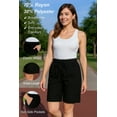 thumbnail image 2 of OHHSHEEN Women's Comfy Bermuda Shorts - Elastic Drawstring Waist, Utility Pockets, Summer Casual, 2 of 6