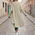 thumbnail image 5 of Otvok Ladies Open Front Maxi Knit Sweater Coat, Women Oversized Long Sleeve Diamond Cable Knit Loose Fit Cardigan Outerwear, 5 of 7